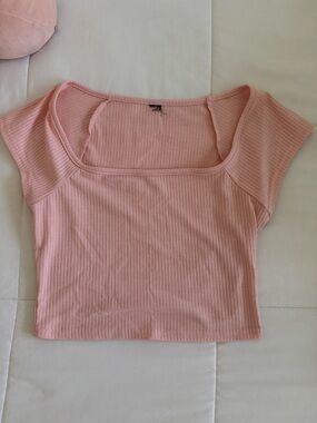 SHEIN Pink Square-Neck Crop Top
